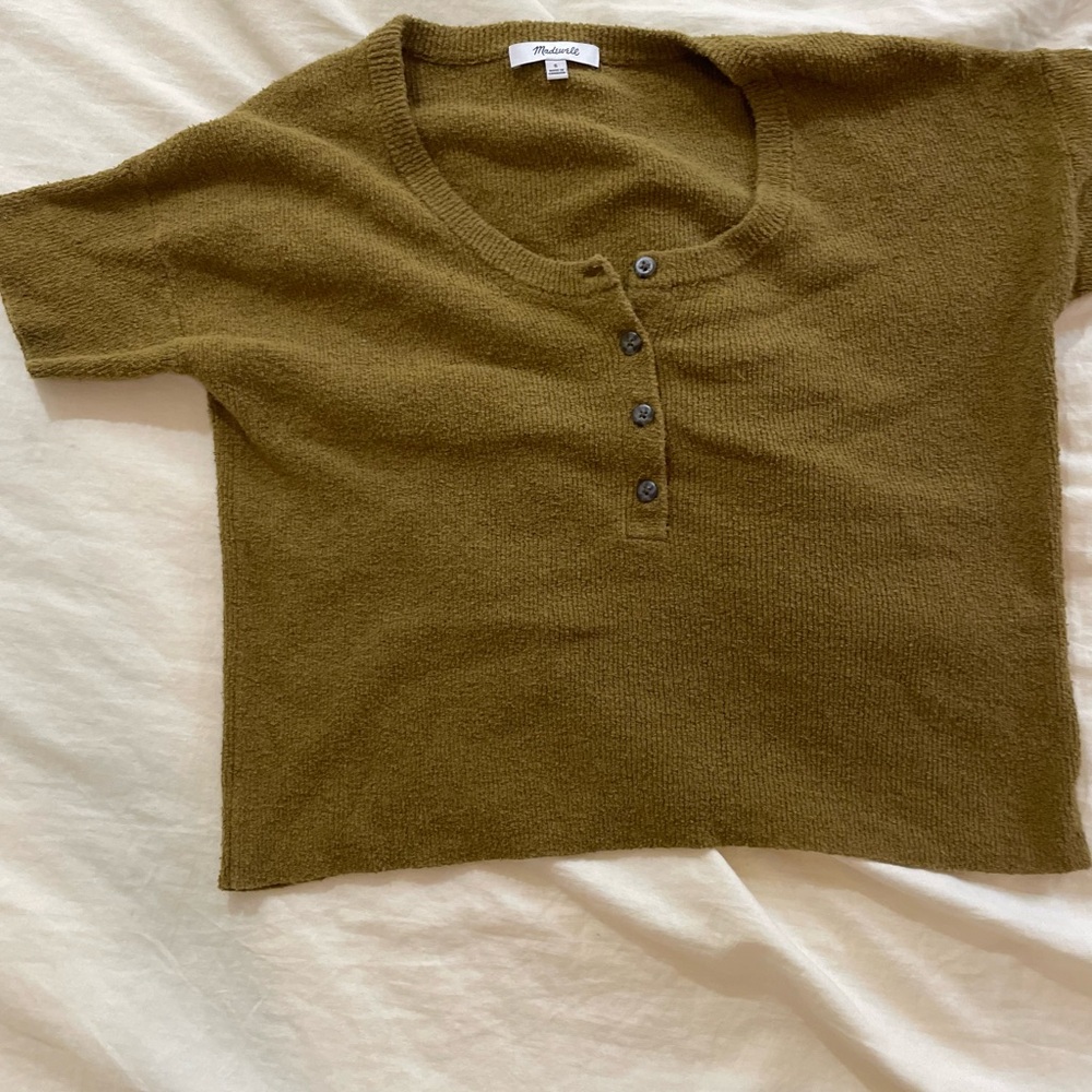 Madewell Olive Knit Henley Top - Picture 2 of 5